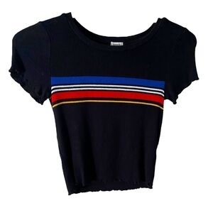 Garage Black Striped Cropped Tee XS